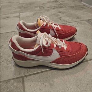 Stylish Women's Red and White Sneakers